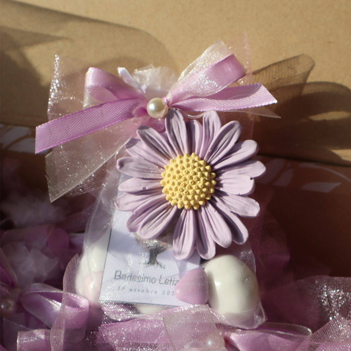 Calamite confezionamento sacchetto organza