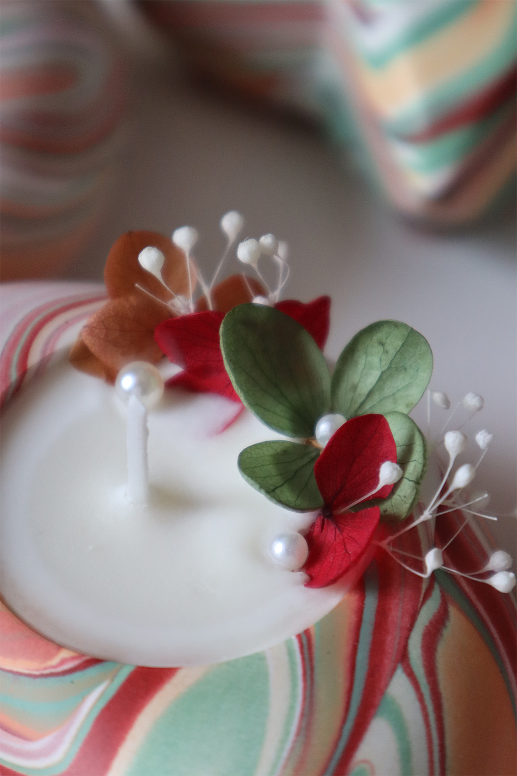 Composizione fiori essicati candele