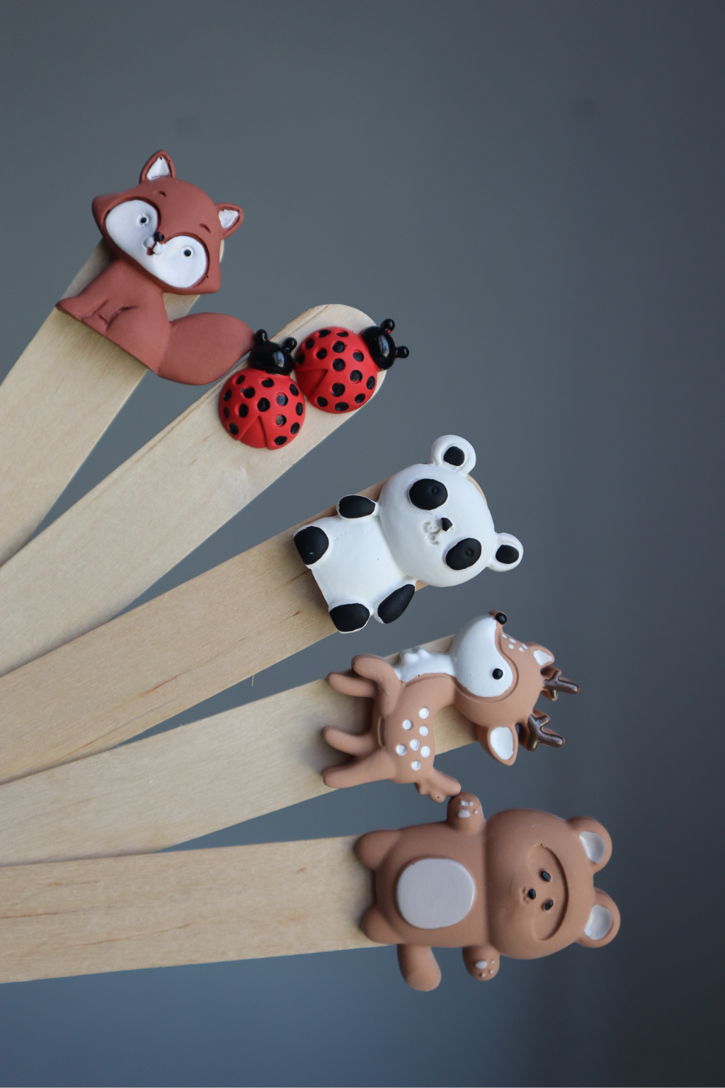 Segnalibri animaletti coccinella cerbiatto-volpe panda orsetto